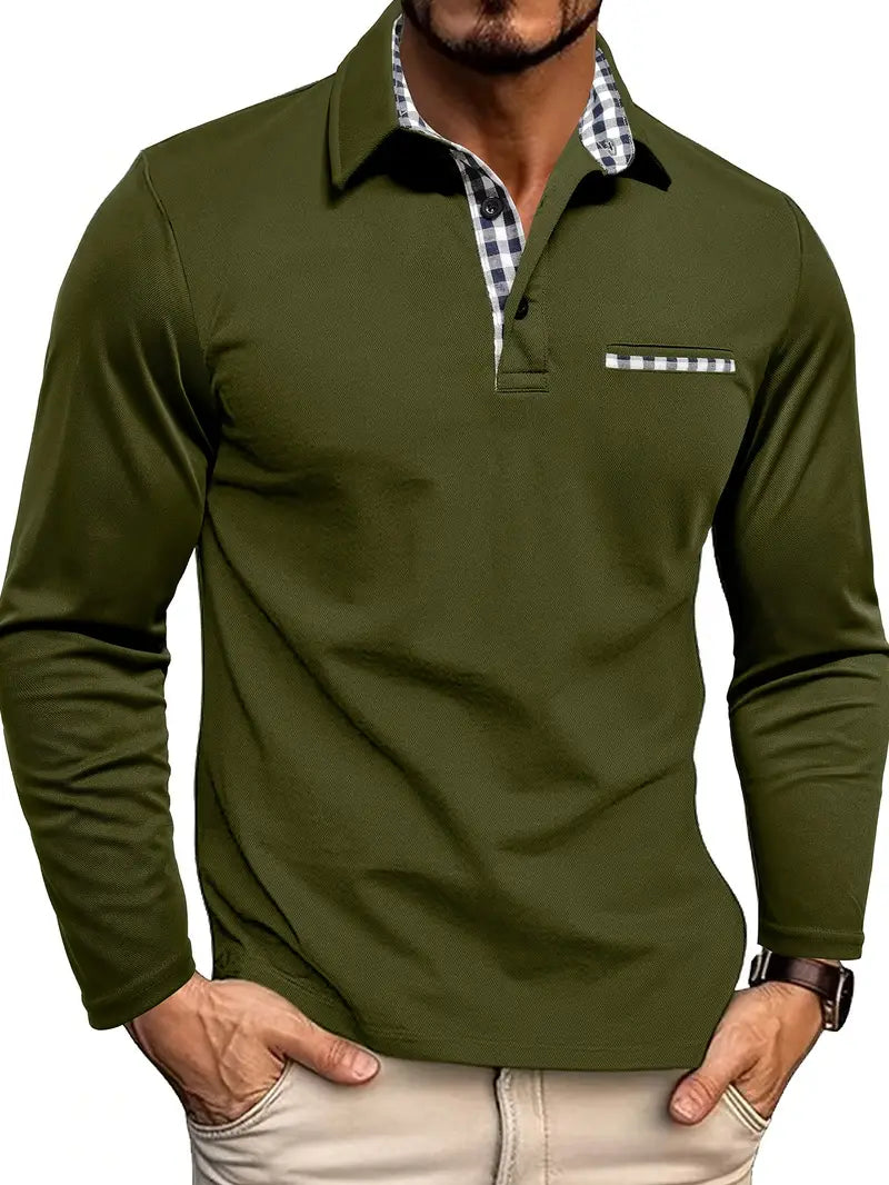Adrián | Camiseta polo verde oliva de manga larga