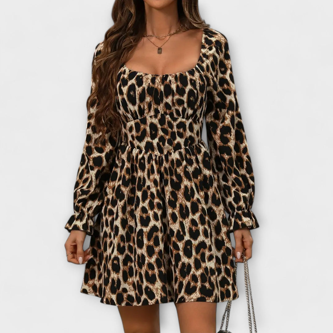 Catarina - Vestido corto con estampado de leopardo