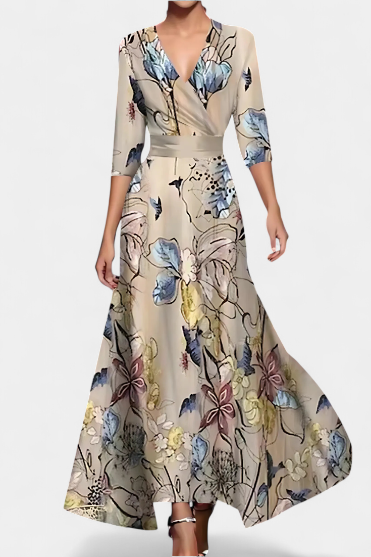 Lauren Vestido Maxi Envolvente Floral
