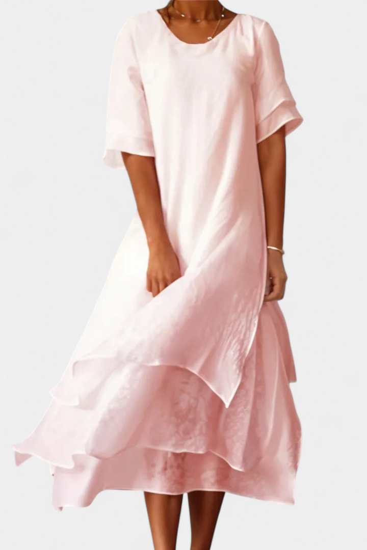 Eloise Vestido de Algodón en Capas Elegante