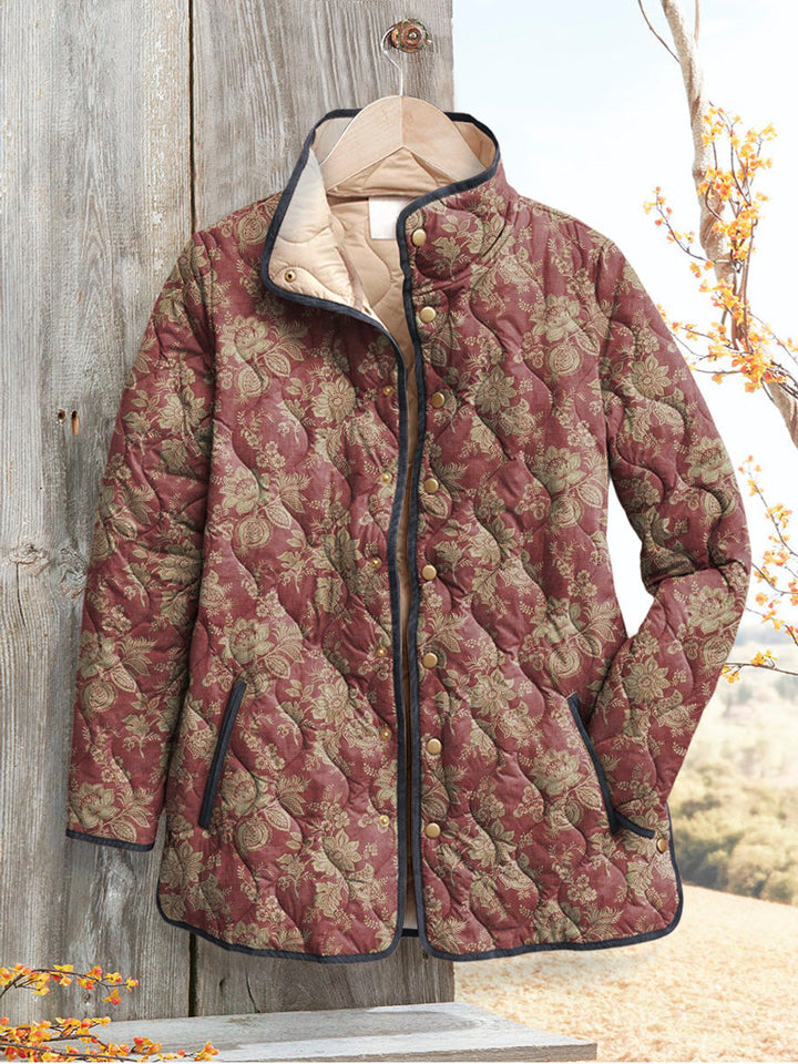 Abrigo femenino de estilo vintage con estampado floral