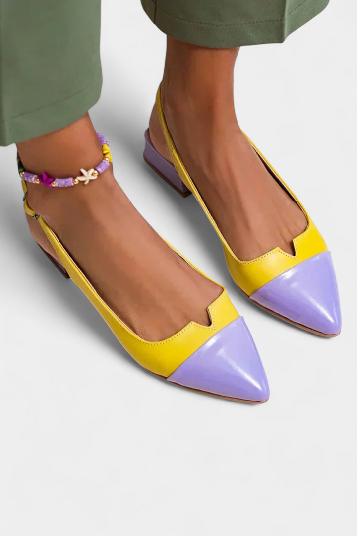 Grazia Sandalias Coloridas con Punta Afilada y Tira Trasera