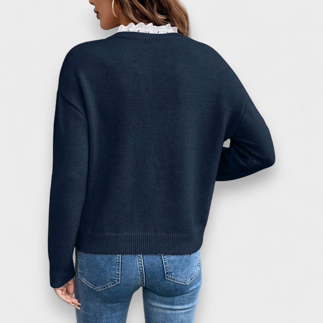 Rosalina - Elegante blusa con cuello francés