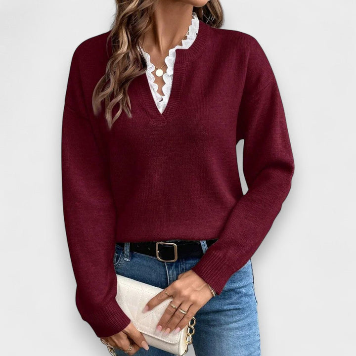 Rosalina - Elegante blusa con cuello francés
