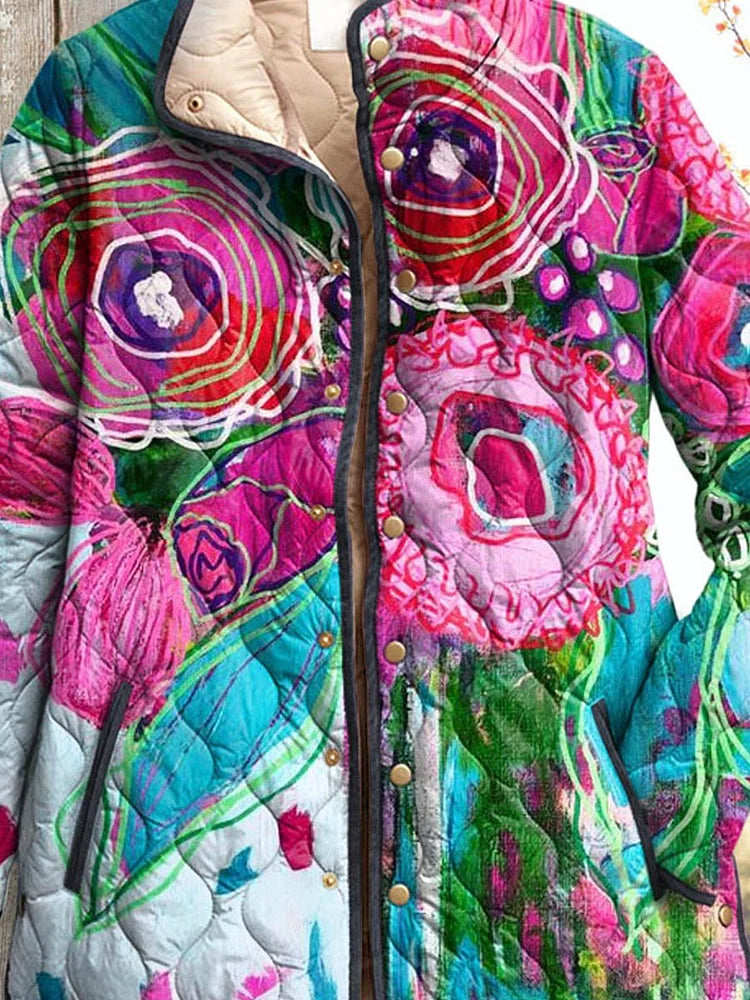 Abrigo femenino encantador con patrón floral