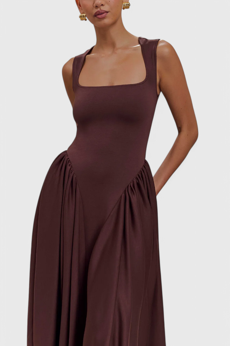 Verona Vestido Midi con Escote Cuadrado