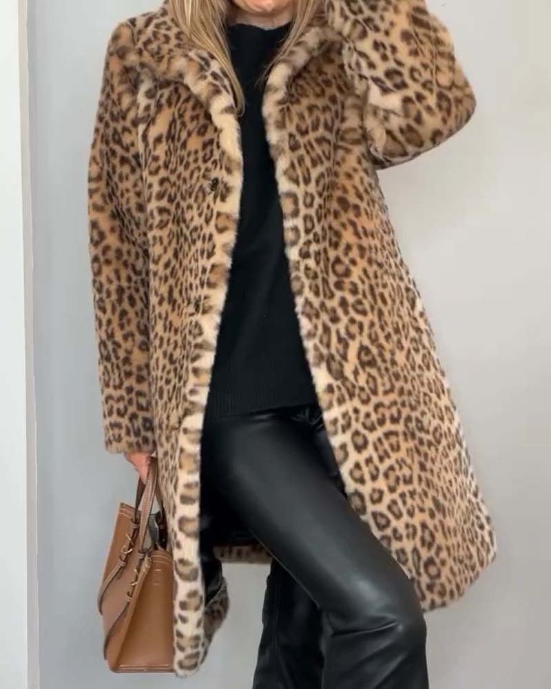 Lysandra | Abrigo largo para mujer, con estampado de leopardo
