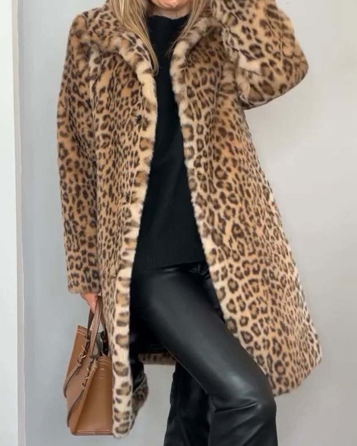 Lysandra | Abrigo largo para mujer, con estampado de leopardo