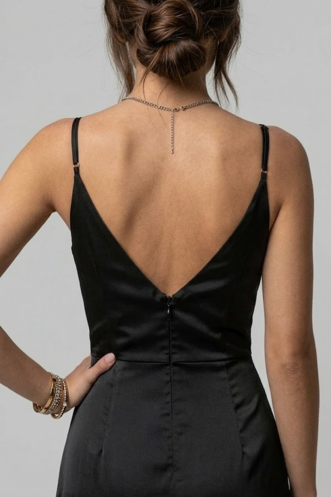Vestido maxi de mujer con escote en V, tirantes finos, cintura estilo envolvente, abertura