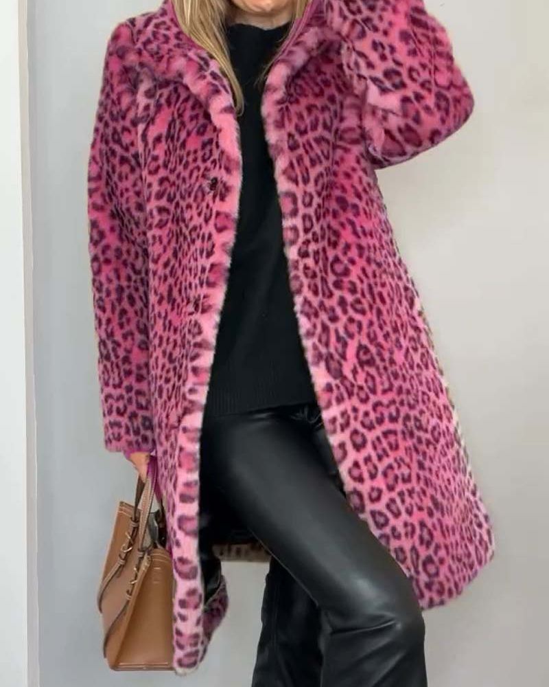 Lysandra | Abrigo largo para mujer, con estampado de leopardo