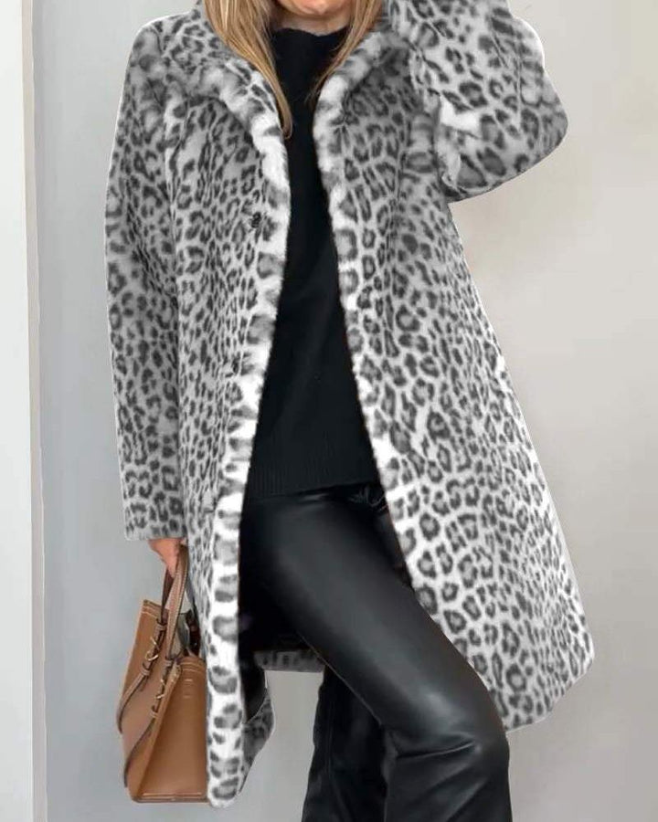 Lysandra | Abrigo largo para mujer, con estampado de leopardo