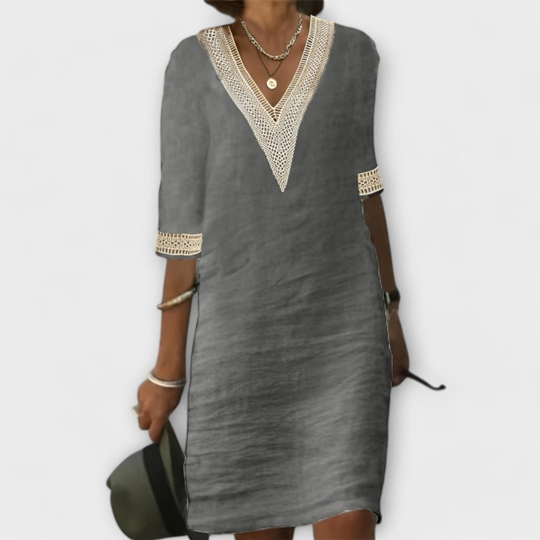 Mariana - Vestido femenino de algodón y lino