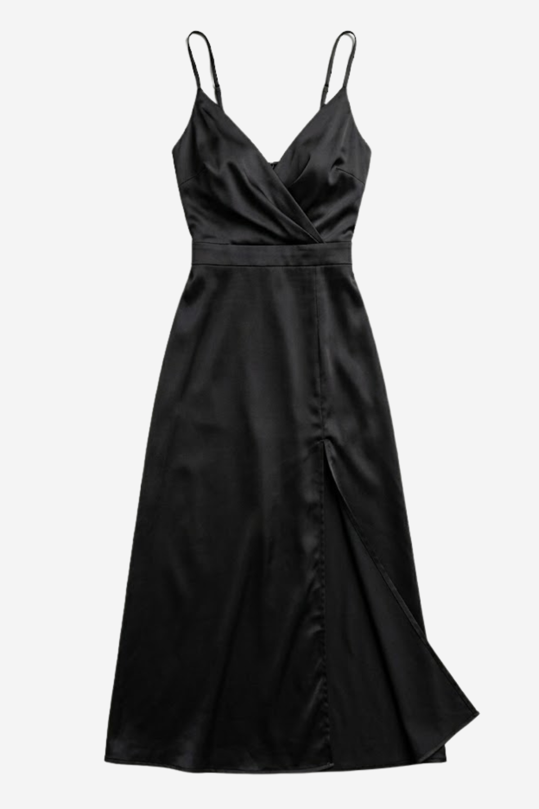 Vestido maxi de mujer con escote en V, tirantes finos, cintura estilo envolvente, abertura