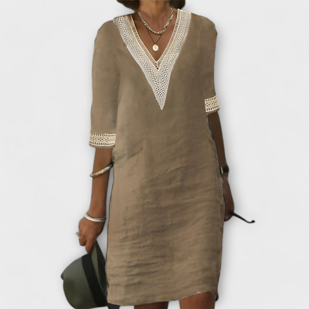 Mariana - Vestido femenino de algodón y lino
