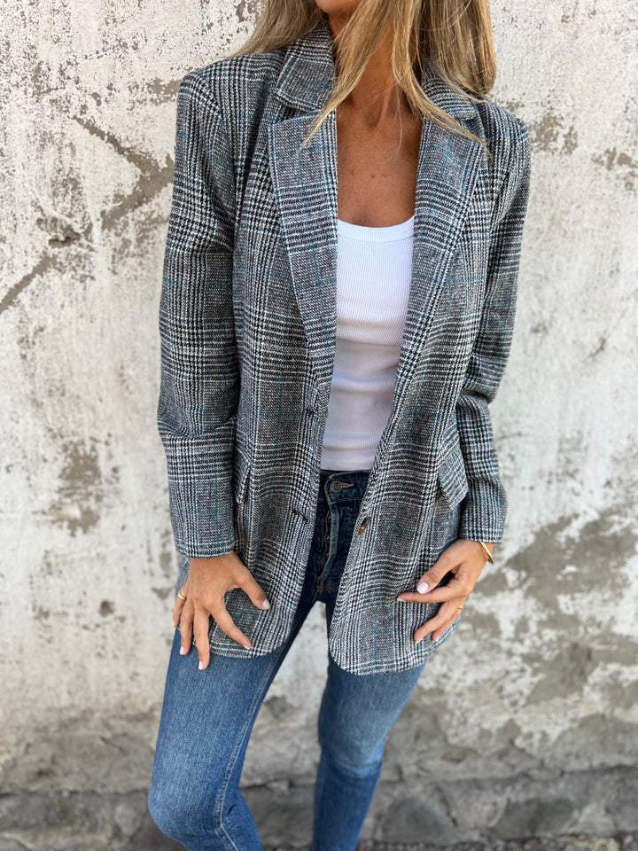 Vittoria - Blazer casual a cuadros con solapas