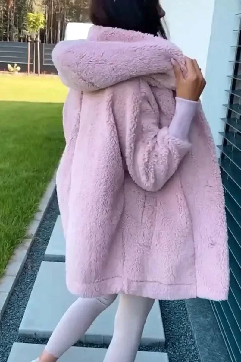 Sabrina - Abrigo de peluche con capucha para señora