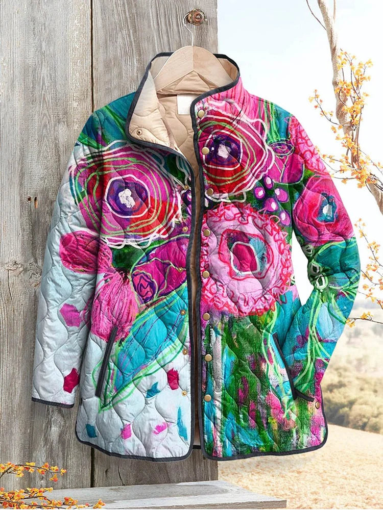 Abrigo femenino encantador con patrón floral
