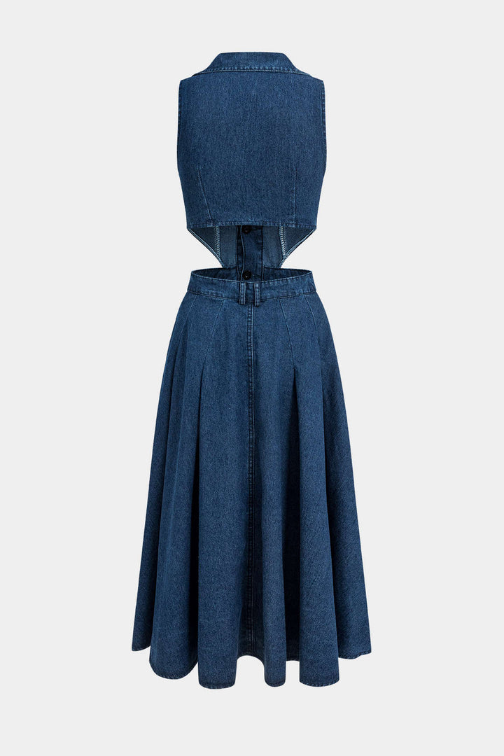 Alia Vestido de mezclilla sin mangas con corte