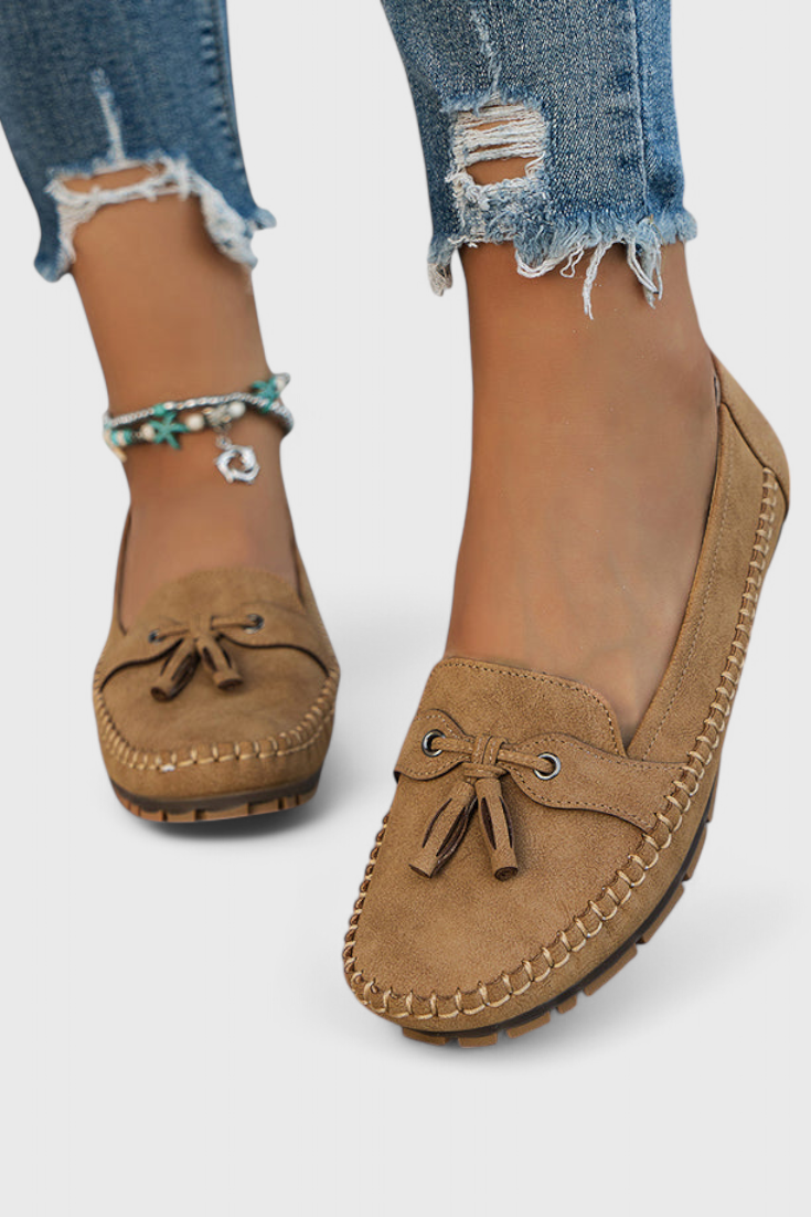 Peony Mocasines de Suede Clásicos con Borlas