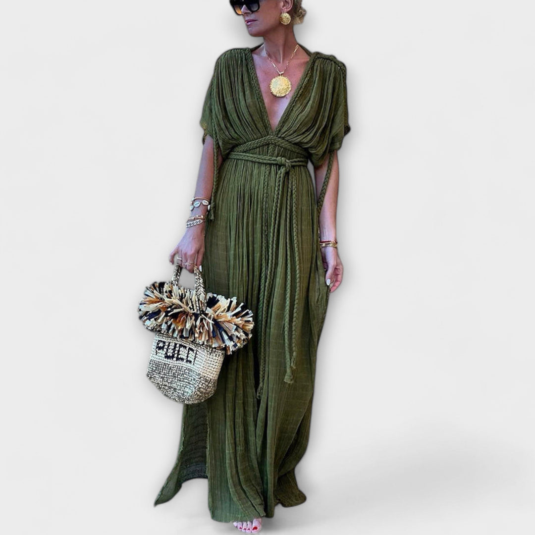 Bruna - Vestido maxi kimono de estilo griego