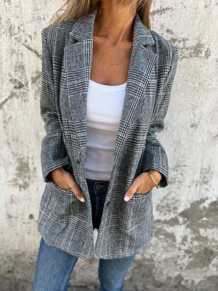 Vittoria - Blazer casual a cuadros con solapas
