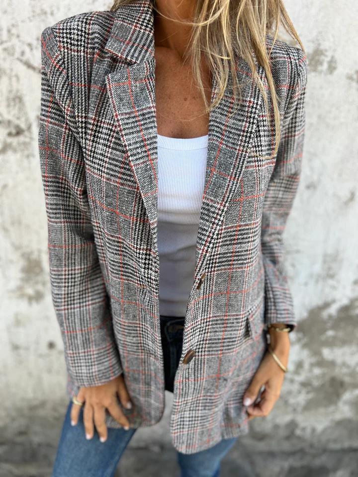 Vittoria - Blazer casual a cuadros con solapas