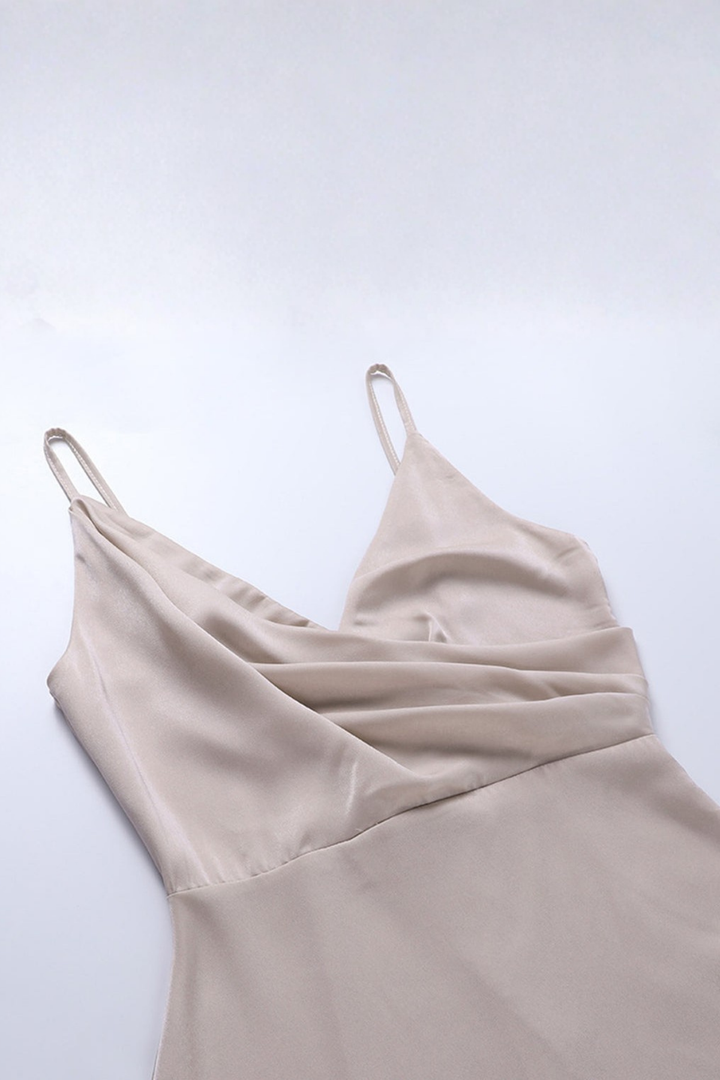 Vestido maxi de mujer con escote en V, tirantes finos, cintura estilo envolvente, abertura