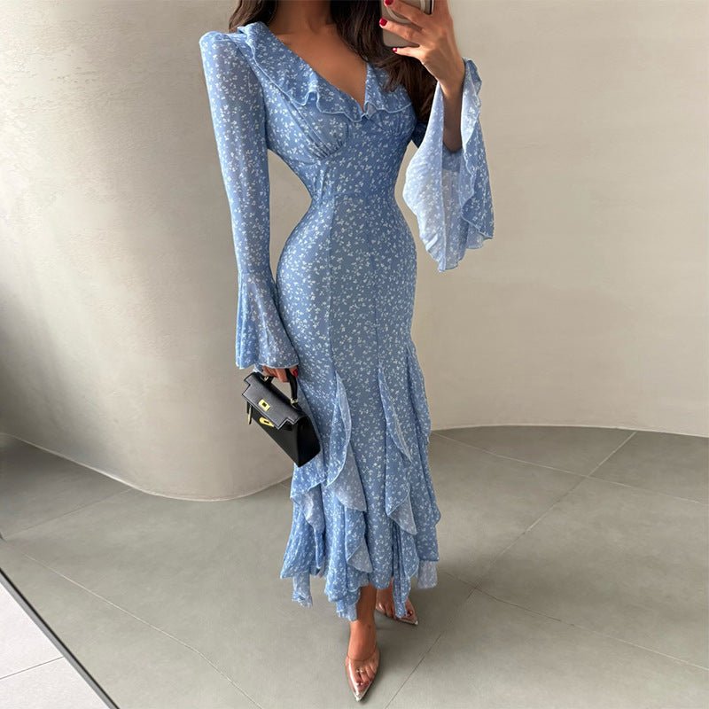 Vestido de Noche Elegante para Damas Maxi con Volantes