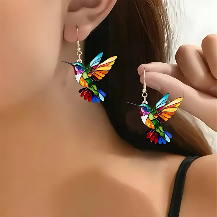 Precioso collar con colibrí y pendientes de regalo