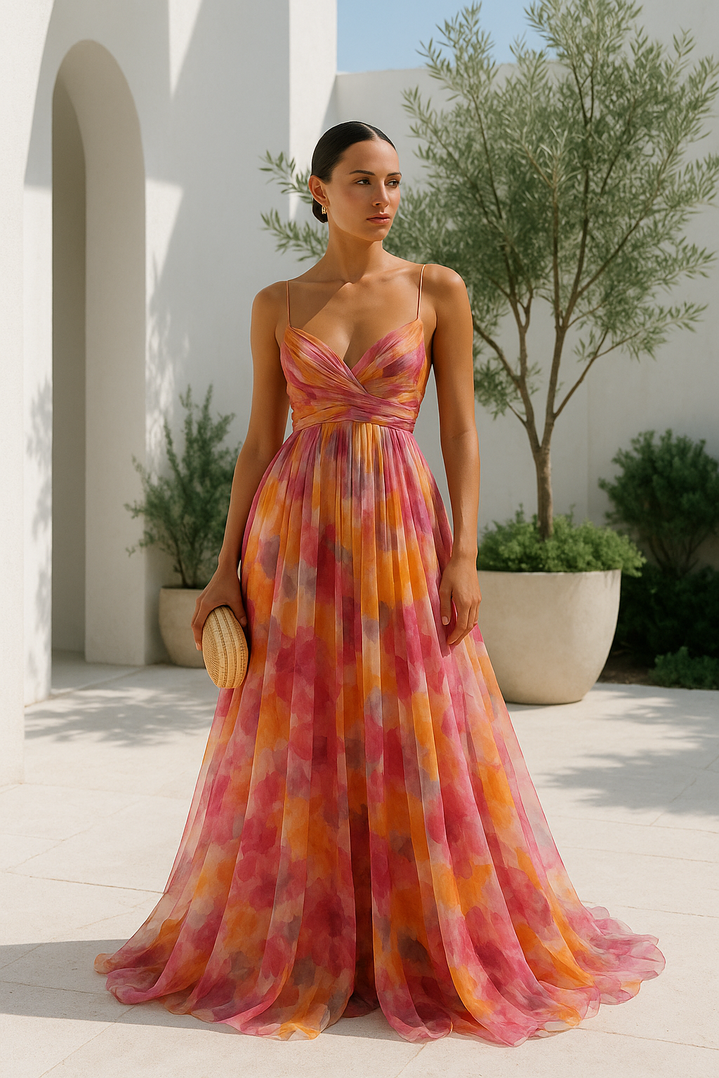 Lucía | Vestido largo fluido con tirantes y escote en V