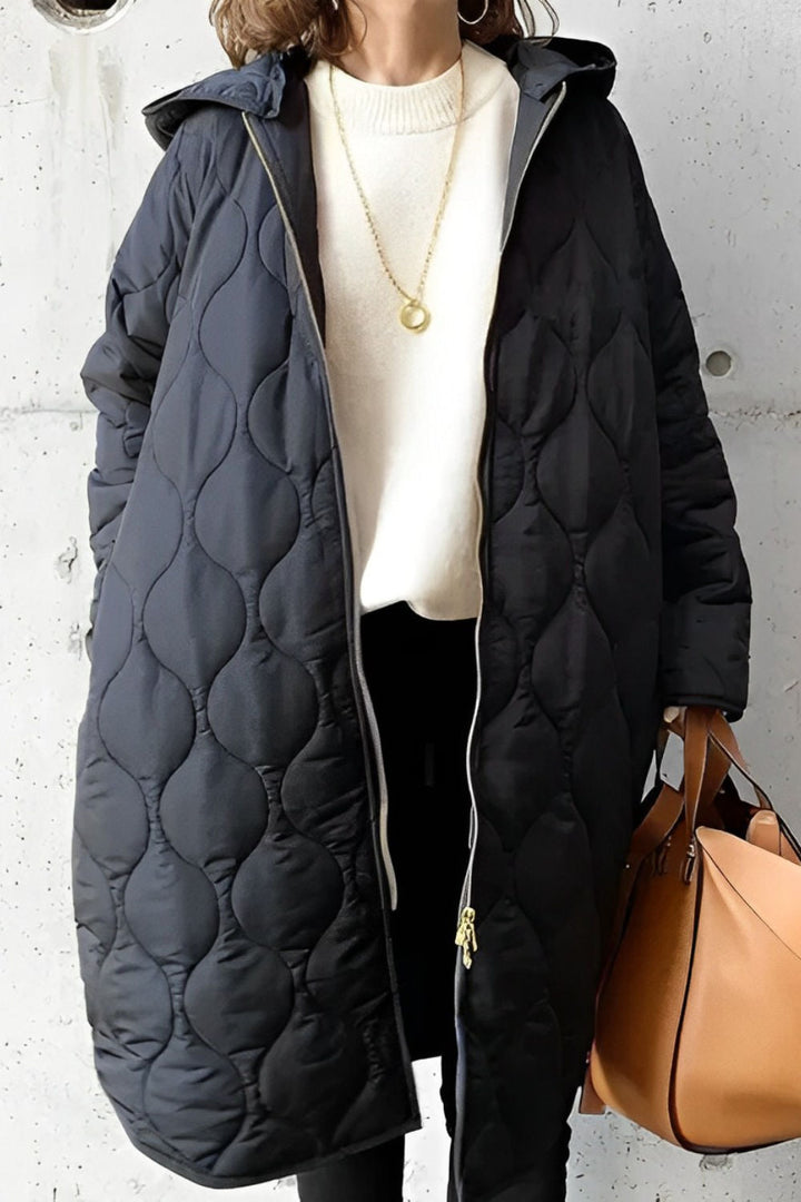 Parka acolchada de manga larga para mujer, con capucha y bolsillos