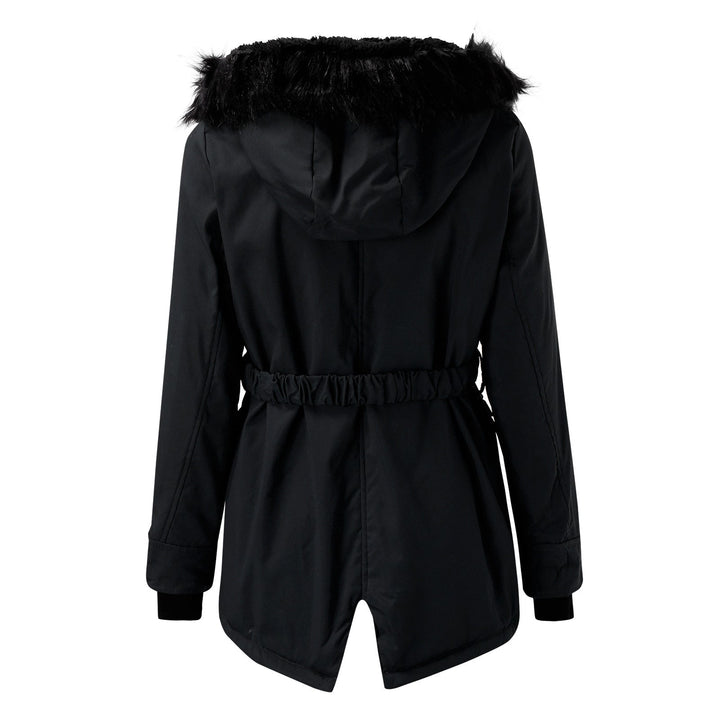 Parka de señora con capucha, botones y bolsillos