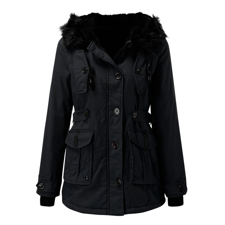 Parka de señora con capucha, botones y bolsillos