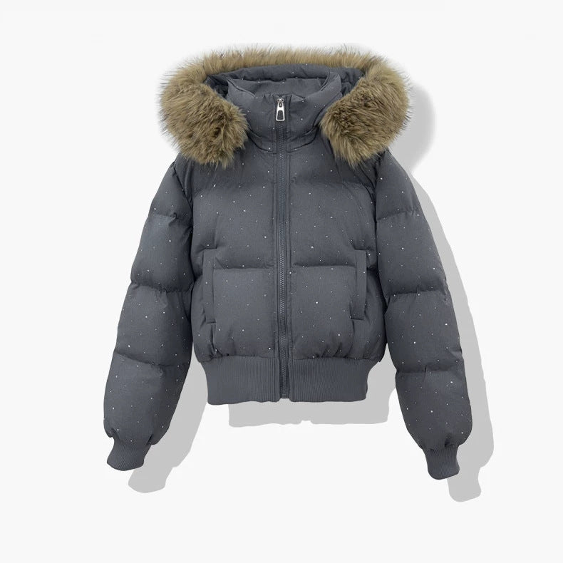 Chaqueta corta acolchada de señora con capucha desmontable
