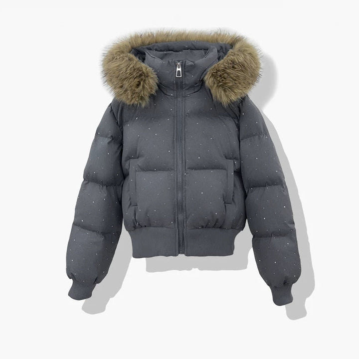 Chaqueta corta acolchada de señora con capucha desmontable
