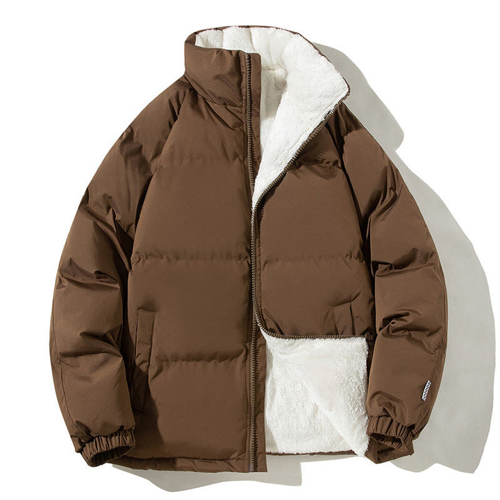 Chaqueta bomber acolchada térmica para mujer, con forro de pelo y cuello alto