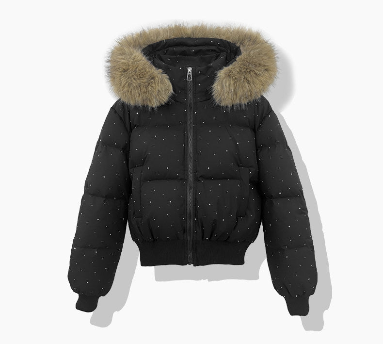Chaqueta corta acolchada de señora con capucha desmontable