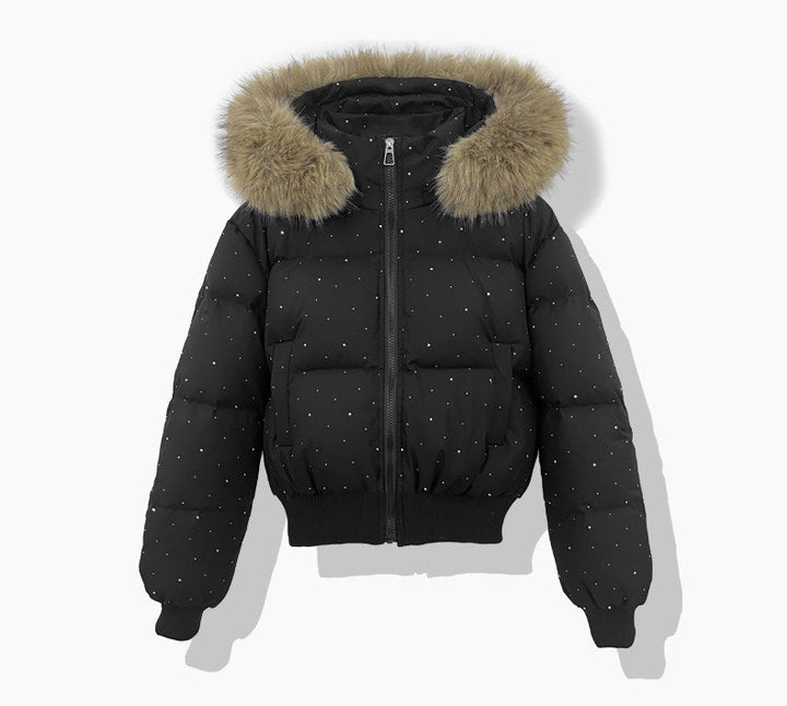 Chaqueta corta acolchada de señora con capucha desmontable