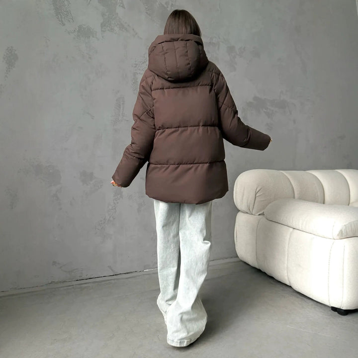 Abrigo acolchado oversized para mujer, con capucha y bolsillos integrados