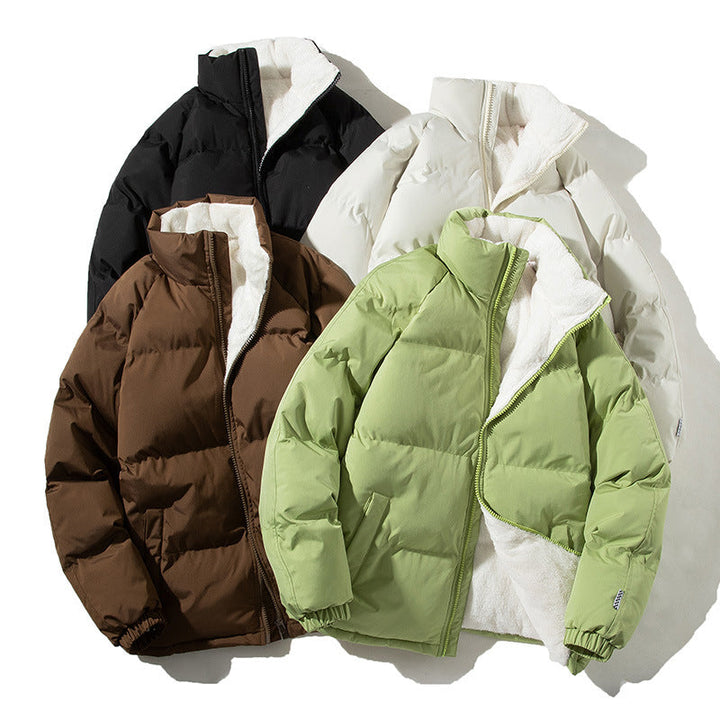 Chaqueta bomber acolchada térmica para mujer, con forro de pelo y cuello alto