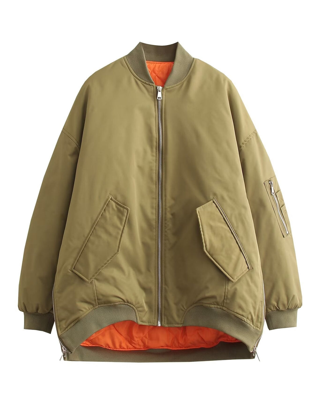 Blusón bomber oversized de señora con bolsos