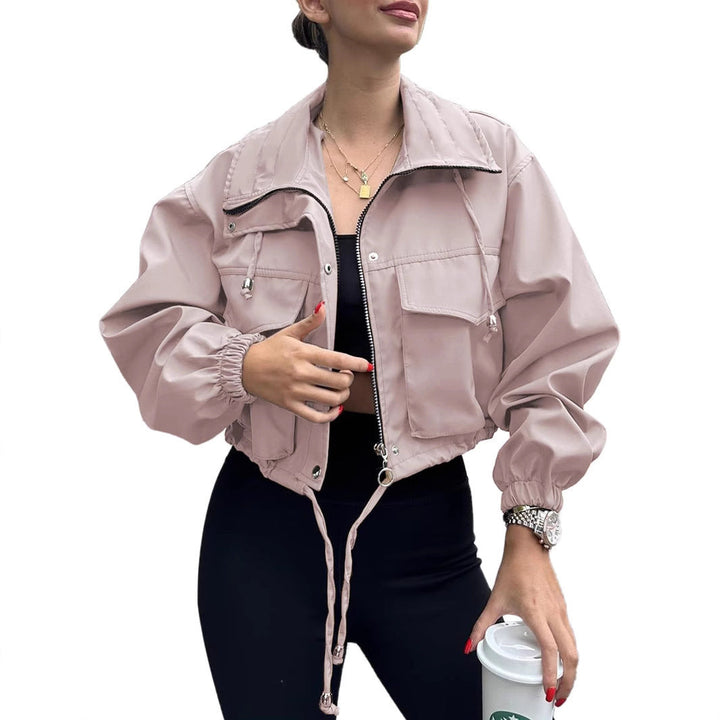 Chaqueta corta de señora con cordón ajustable y puños elásticos