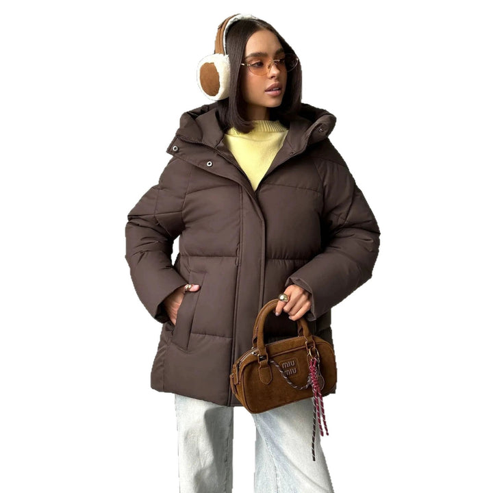 Abrigo acolchado oversized para mujer, con capucha y bolsillos integrados