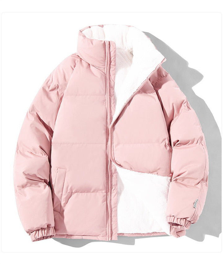 Chaqueta bomber acolchada térmica para mujer, con forro de pelo y cuello alto