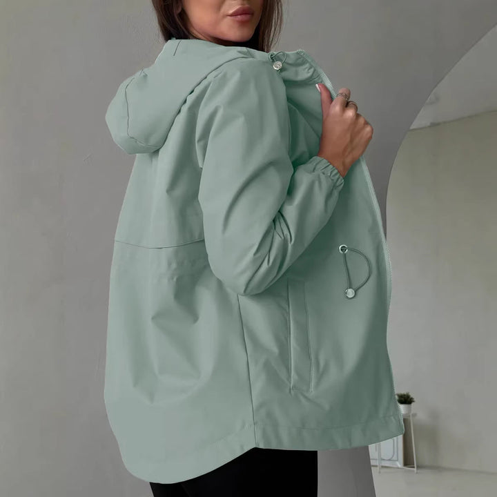 Abrigo exterior para mujer con capucha ajustable y bolsillos espaciosos