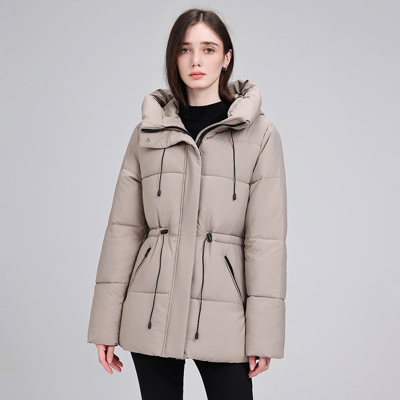 Parka acolchada de señora con capucha, cordón ajustable en la cintura y puños acanalados