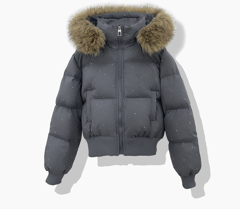 Chaqueta corta acolchada de señora con capucha desmontable