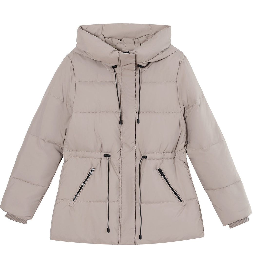 Parka acolchada de señora con capucha, cordón ajustable en la cintura y puños acanalados