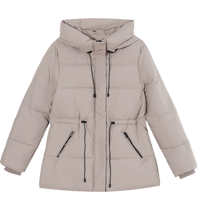 Parka acolchada de señora con capucha, cordón ajustable en la cintura y puños acanalados