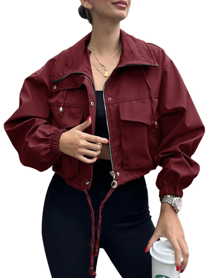 Chaqueta corta de señora con cordón ajustable y puños elásticos